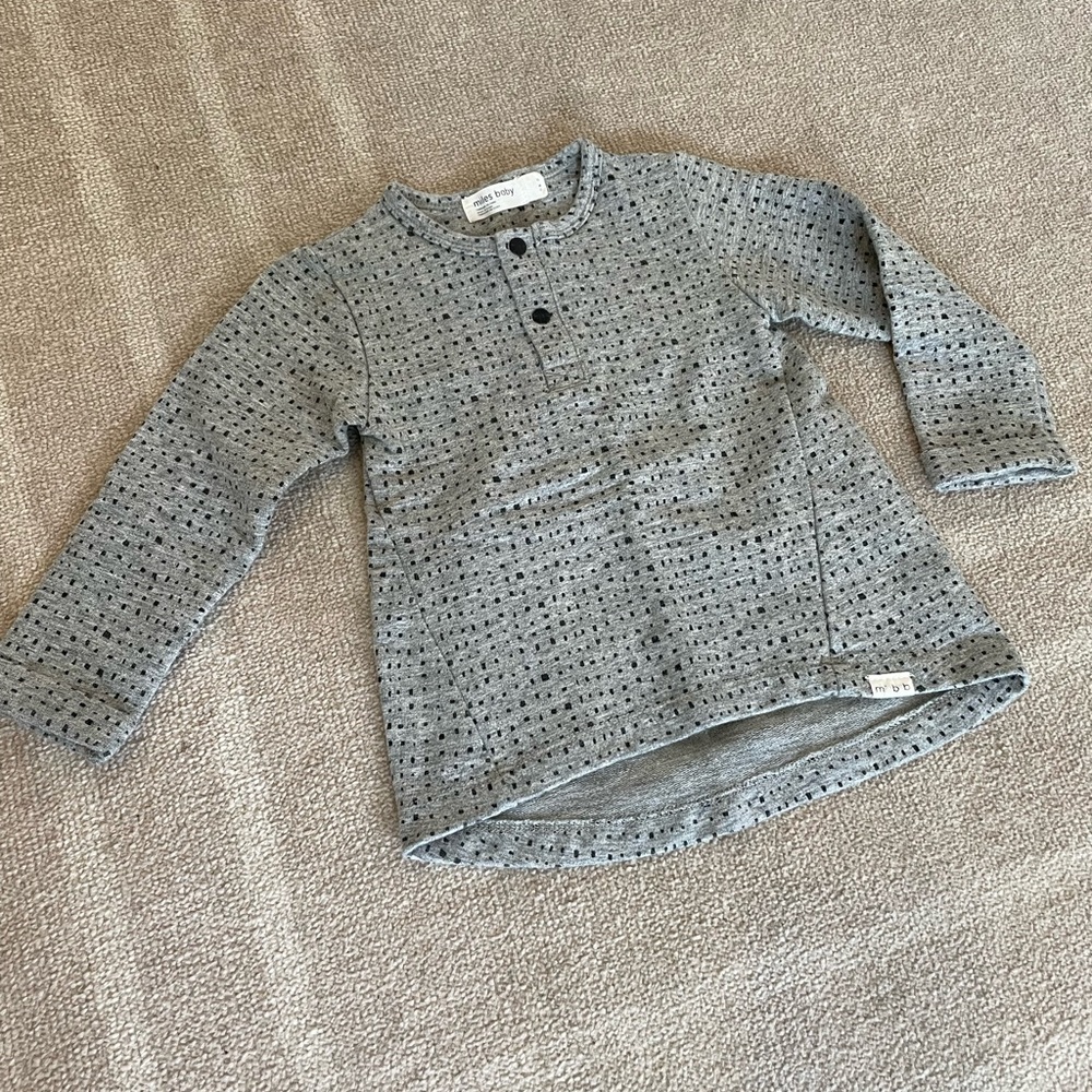 Miles Baby Gray Print Kids Shirt